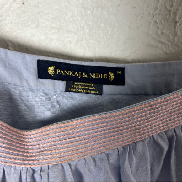 Anthropologie Pankaj & Nidhi Ayana Embellished Swing Top Blue Medium - Picture 5 of 8